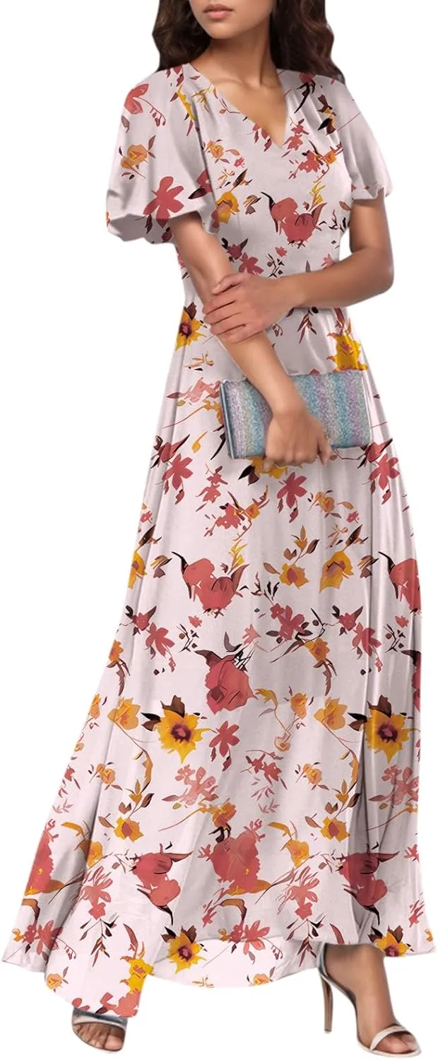 Easter Dress for Women Chiffon Dress Summer Dresses for Women 2025 Swing Swing Flowy Ruffle