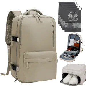 Easy Packer Travel Backpack, Easypacker Large Capacity Travel Backpack Vacuum, Waterproof with Shoe Compartment & USB Hole (brown)