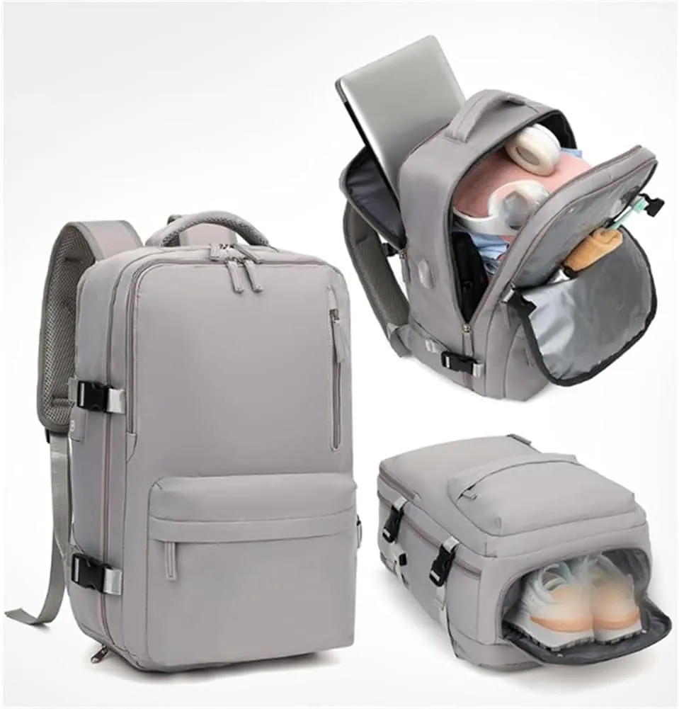 Easy Packer Travel Backpack, Easypacker Large Capacity Travel Backpack Vacuum, Waterproof with Shoe Compartment & USB Hole (brown)