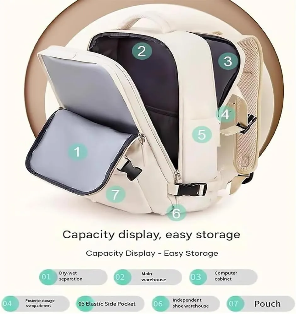 Easy Packer Travel Backpack, Easypacker Large Capacity Travel Backpack Vacuum, Waterproof with Shoe Compartment & USB Hole (dark blue)