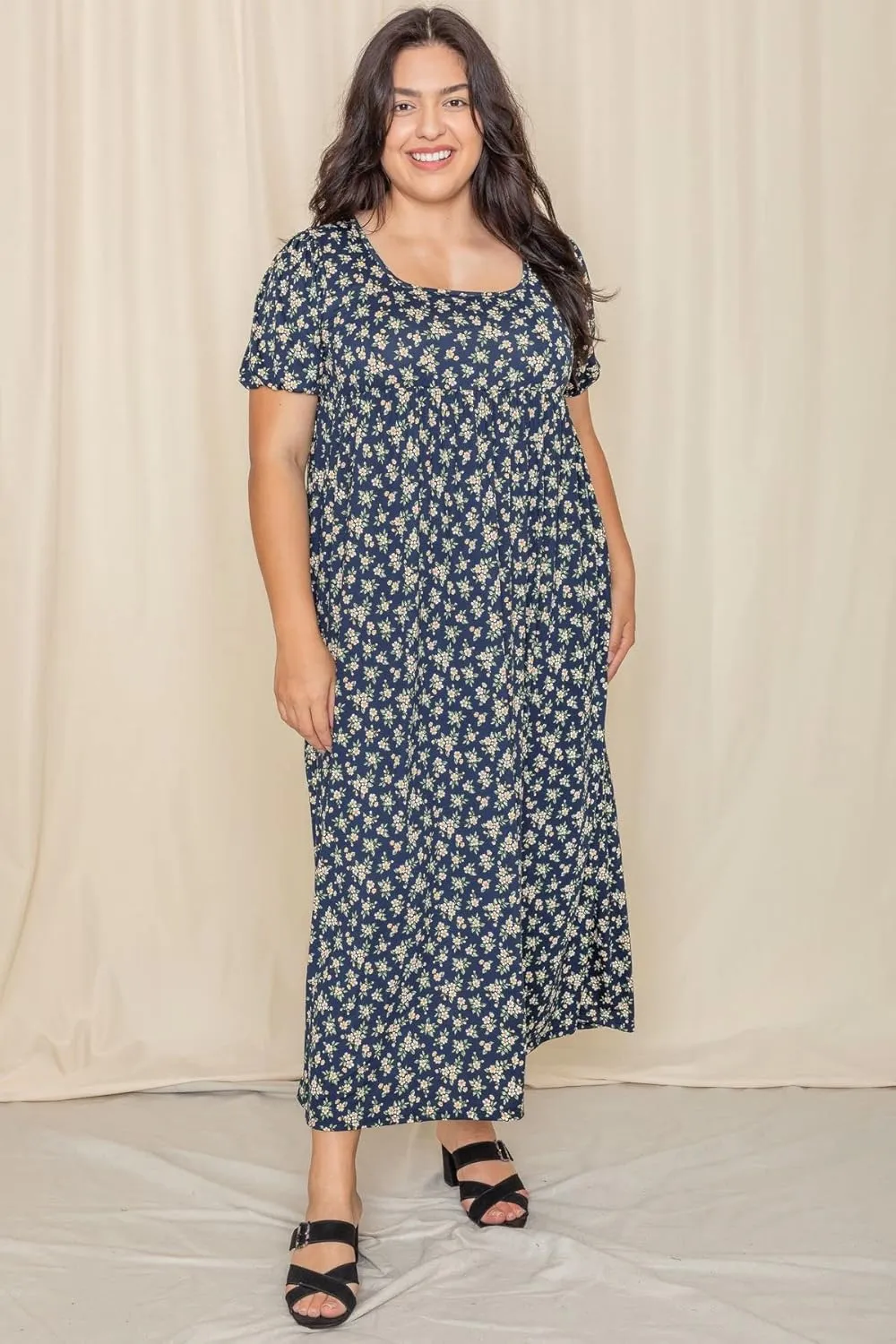 Eloges Womens Summer Tea-Length Maxi Dresses| S-3X | Floral Tropical Polka Dot