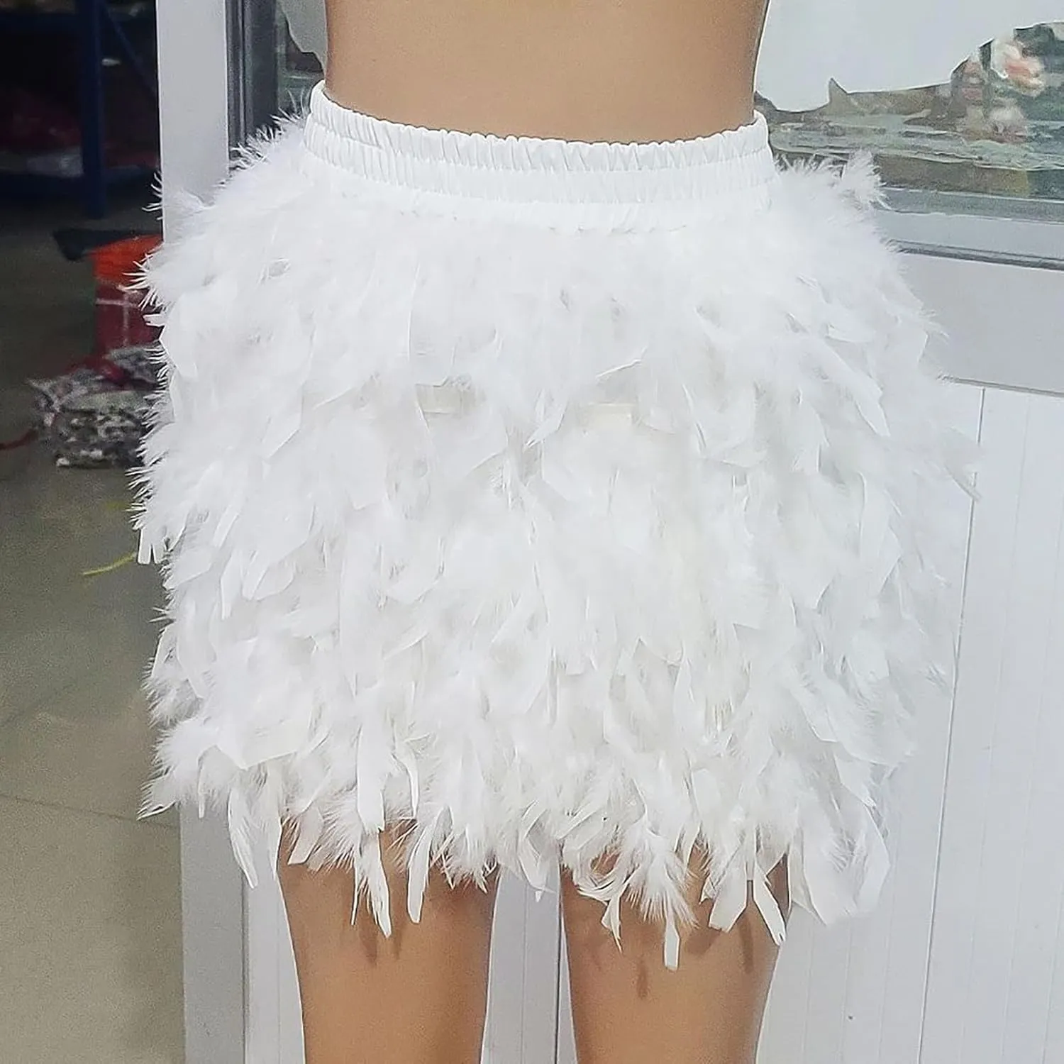 Fashion Women's Turkey Feather Short Half Skirt - 2024 Trendy European and American Style