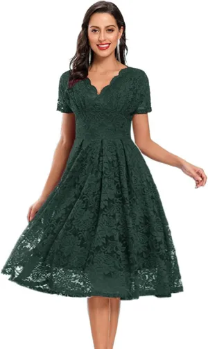 Firzero Formal Dresses for Women Vintage 50s Evening Party Dresses Sleeveless Floral Embroidery Mesh Lace Cocktail Dress
