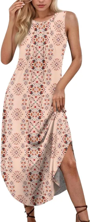 Fitness Summer Trendy Sundress for Women Oversized Sleeveless O-Neck Print Dress Lady Cosy Baggys Dresses
