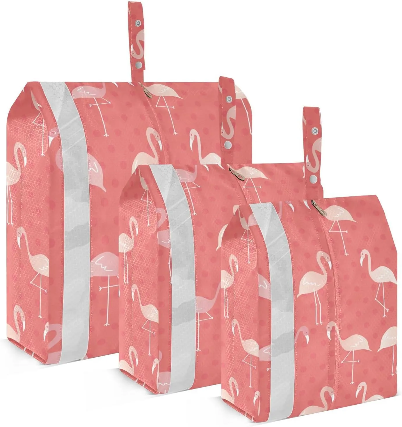 Flamingo Pink Packing Cubes Set of 3, Lightweight Travel Luggage Organizers Foldable Bags for Easy Packing and Organization