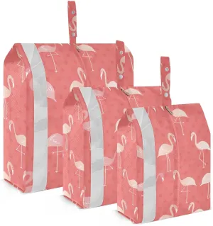 Flamingo Pink Packing Cubes Set of 3, Lightweight Travel Luggage Organizers Foldable Bags for Easy Packing and Organization