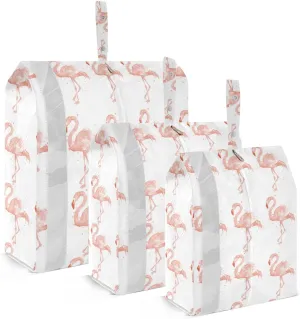 Flamingo Pink Packing Cubes Set of 3, Lightweight Travel Luggage Organizers Foldable Bags for Easy Packing and Organization