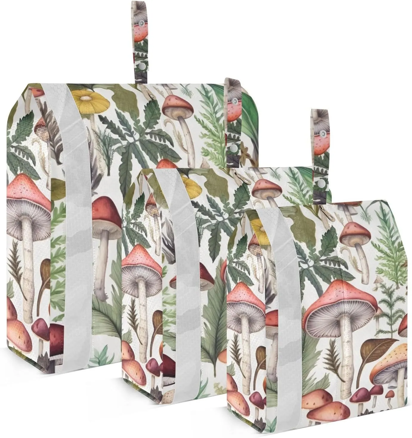 Forest Mushroom Packing Cubes Set of 3, Lightweight Travel Luggage Organizers Foldable Bags for Easy Packing and Organization
