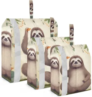 Forest Sloth Packing Cubes Set of 3, Lightweight Travel Luggage Organizers Foldable Bags for Easy Packing and Organization