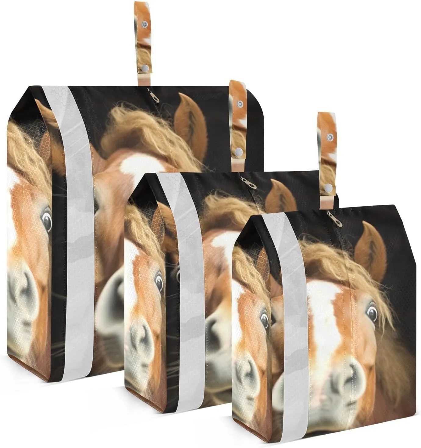 Funny Horse Packing Cubes Set of 3, Lightweight Travel Luggage Organizers Foldable Bags for Easy Packing and Organization