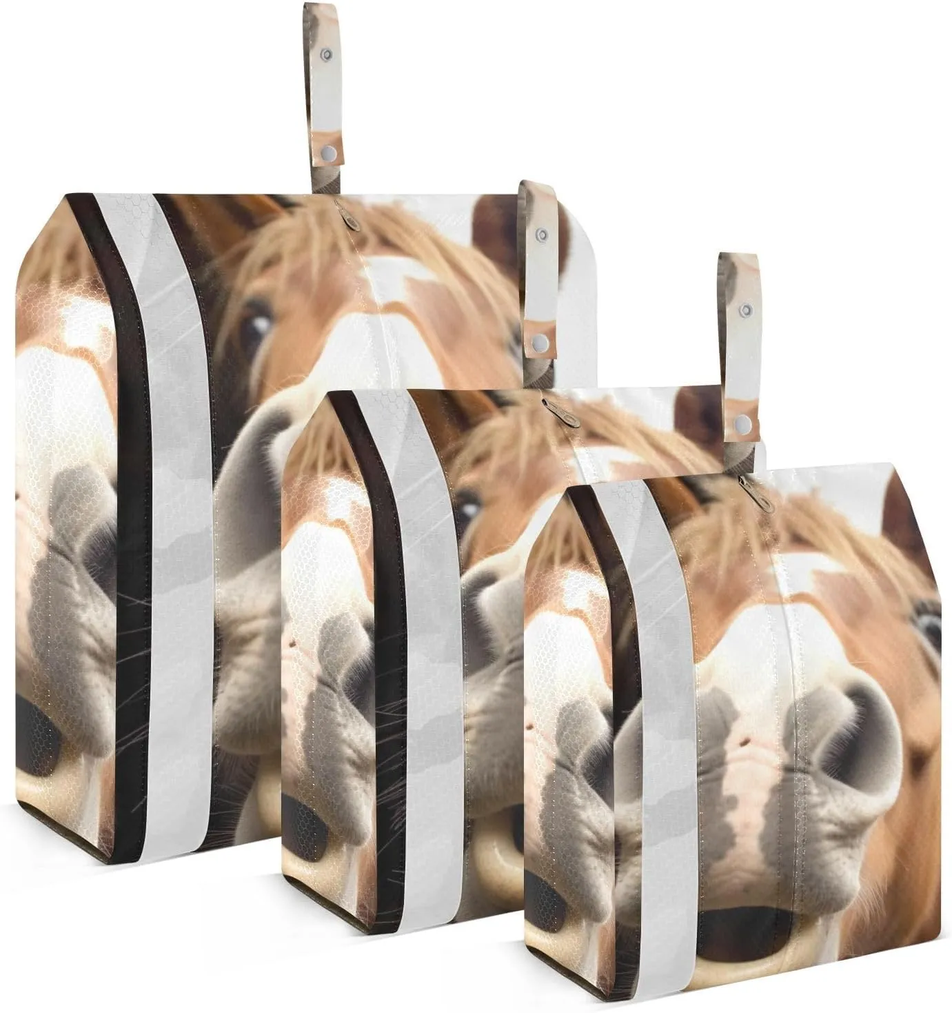 Funny Horse Packing Cubes Set of 3, Lightweight Travel Luggage Organizers Foldable Bags for Easy Packing and Organization