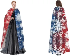 (Glitter Sequin Spot) Adult Full Length Hooded Cape Mystic Hooded Cloak For Halloween Party Christmas Cosplay Costume