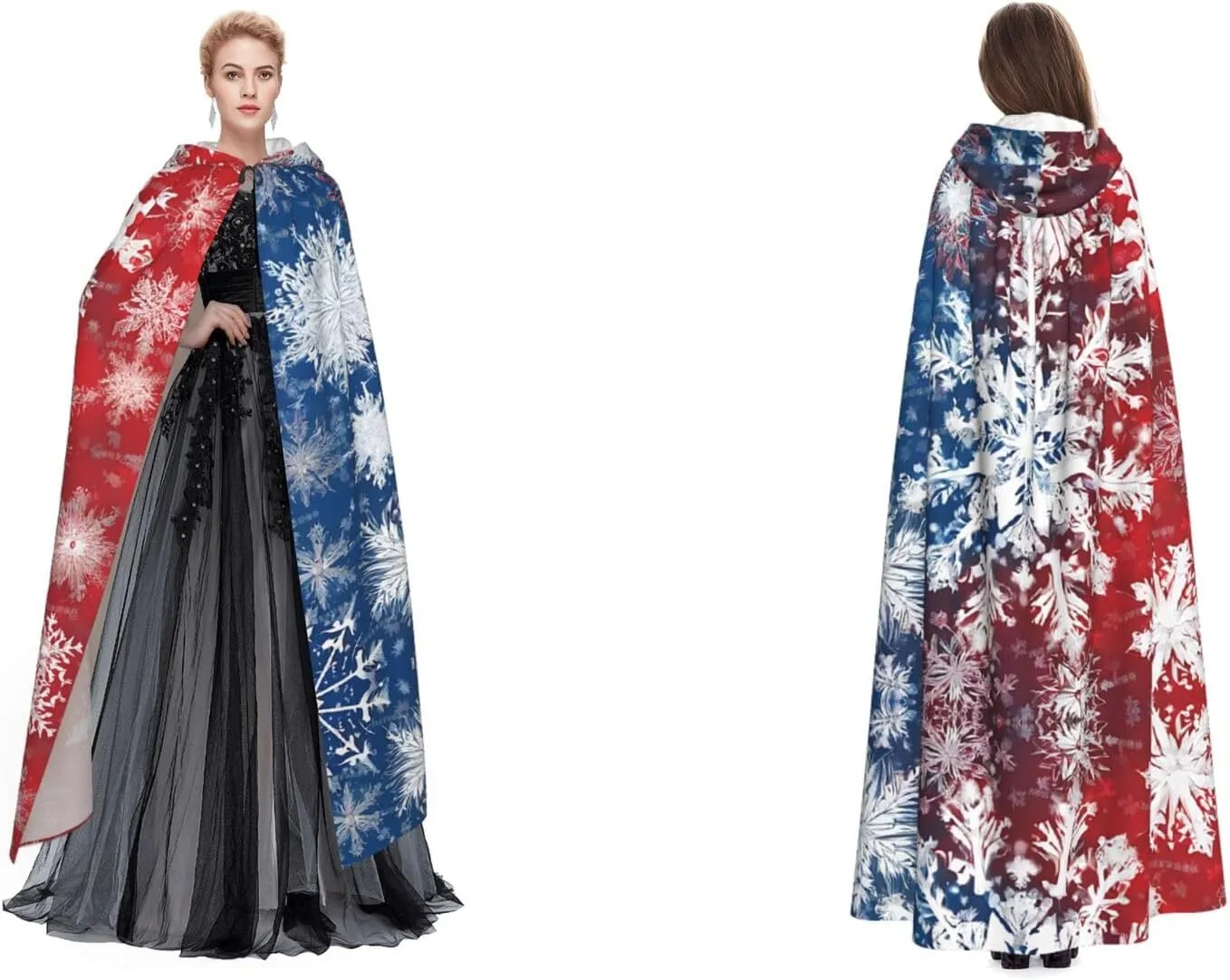 (Glitter Sequin Spot) Adult Full Length Hooded Cape Mystic Hooded Cloak For Halloween Party Christmas Cosplay Costume