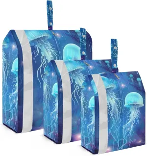 Glowing Jellyfish Packing Cubes Set of 3, Lightweight Travel Luggage Organizers Foldable Bags for Easy Packing and Organization