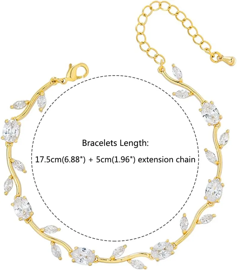 Gold/White Gold/Rose Gold Plated Cubic Zirconia Tennis Bracelets for Women Adjustable Dainty Rose Flower Wedding Brides Bracelets For Party Prom