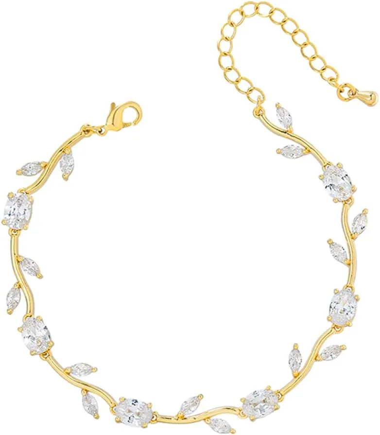 Gold/White Gold/Rose Gold Plated Cubic Zirconia Tennis Bracelets for Women Adjustable Dainty Rose Flower Wedding Brides Bracelets For Party Prom