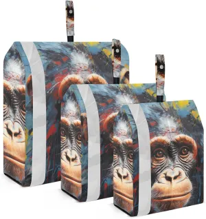 Gorilla Portrait Packing Cubes Set of 3, Lightweight Travel Luggage Organizers Foldable Bags for Easy Packing and Organization