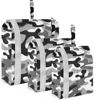 Gray Camouflage Packing Cubes Set of 3, Lightweight Travel Luggage Organizers Foldable Bags for Easy Packing and Organization