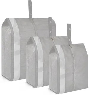 Grey Packing Cubes Set of 3, Lightweight Travel Luggage Organizers Foldable Bags for Easy Packing and Organization