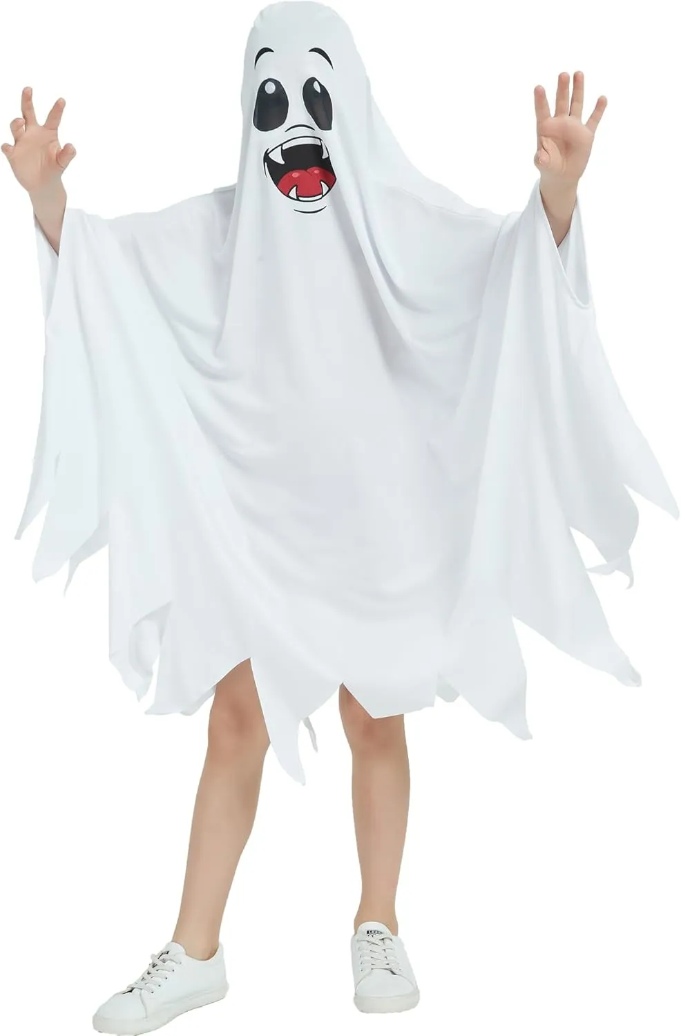 Halloween Ghost Costume for Kids Toddler White Boo Ghost Costumes Cloak Cape Outfit Cosplay for Spooky Trick or Treat