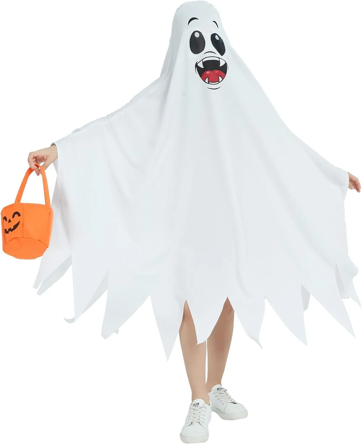 Halloween Ghost Costume for Kids Toddler White Boo Ghost Costumes Cloak Cape Outfit Cosplay for Spooky Trick or Treat