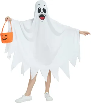 Halloween Ghost Costume for Kids Toddler White Boo Ghost Costumes Cloak Cape Outfit Cosplay for Spooky Trick or Treat