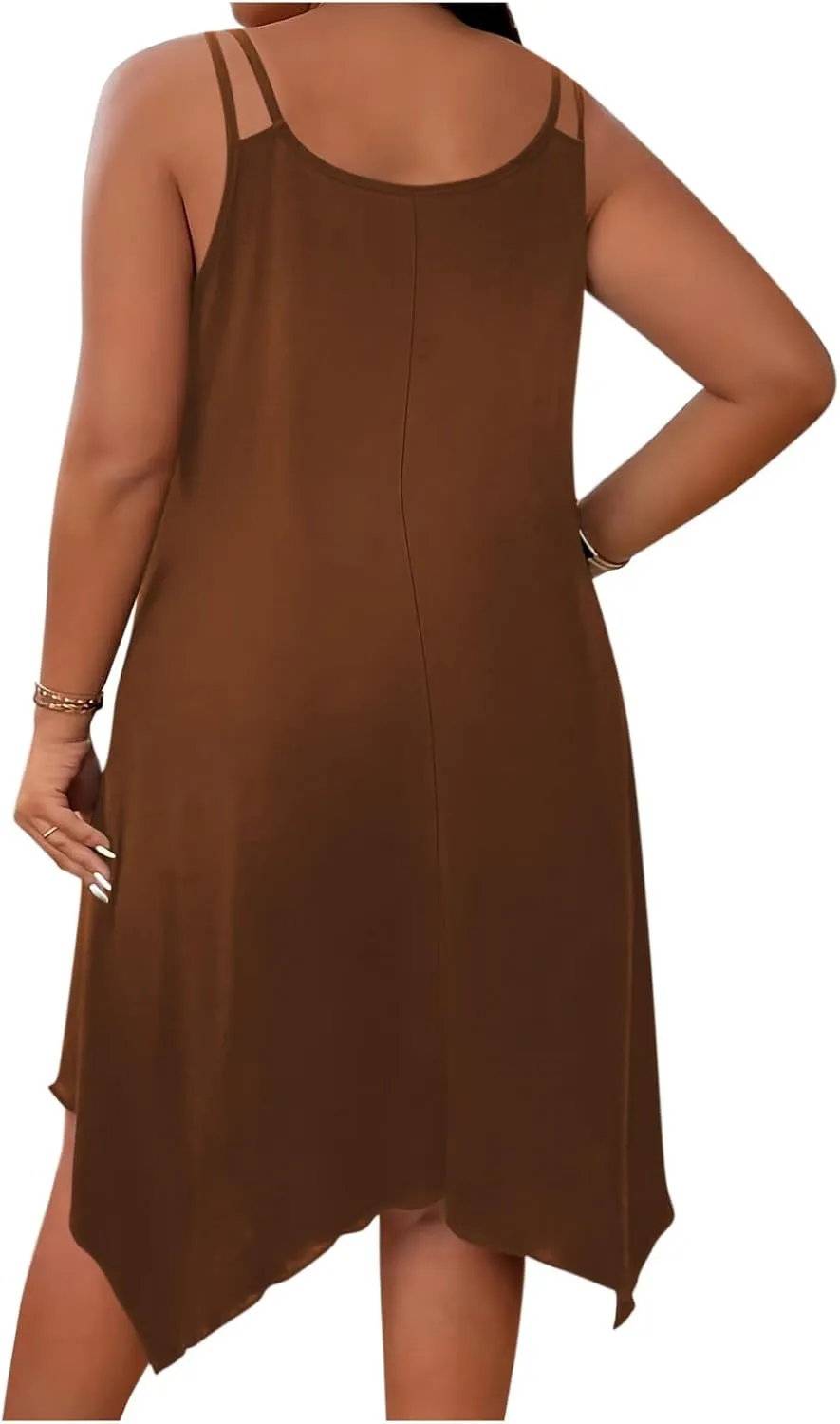 hlysgo Women's Boho Flowy Sleeveless Midi Dress Plus Size Summer Casual Dress Beach Vacation Swing Sundresses