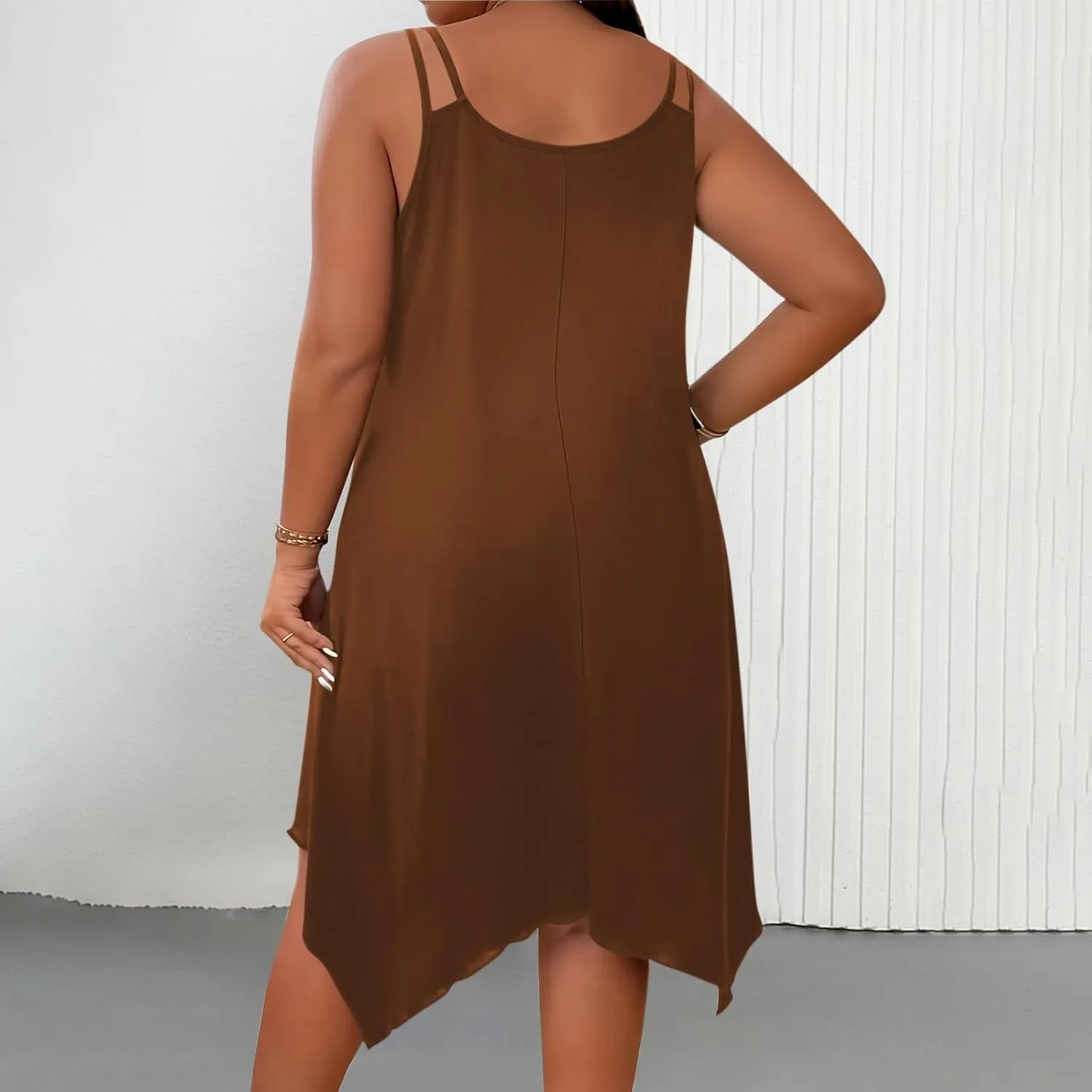 hlysgo Women's Boho Flowy Sleeveless Midi Dress Plus Size Summer Casual Dress Beach Vacation Swing Sundresses
