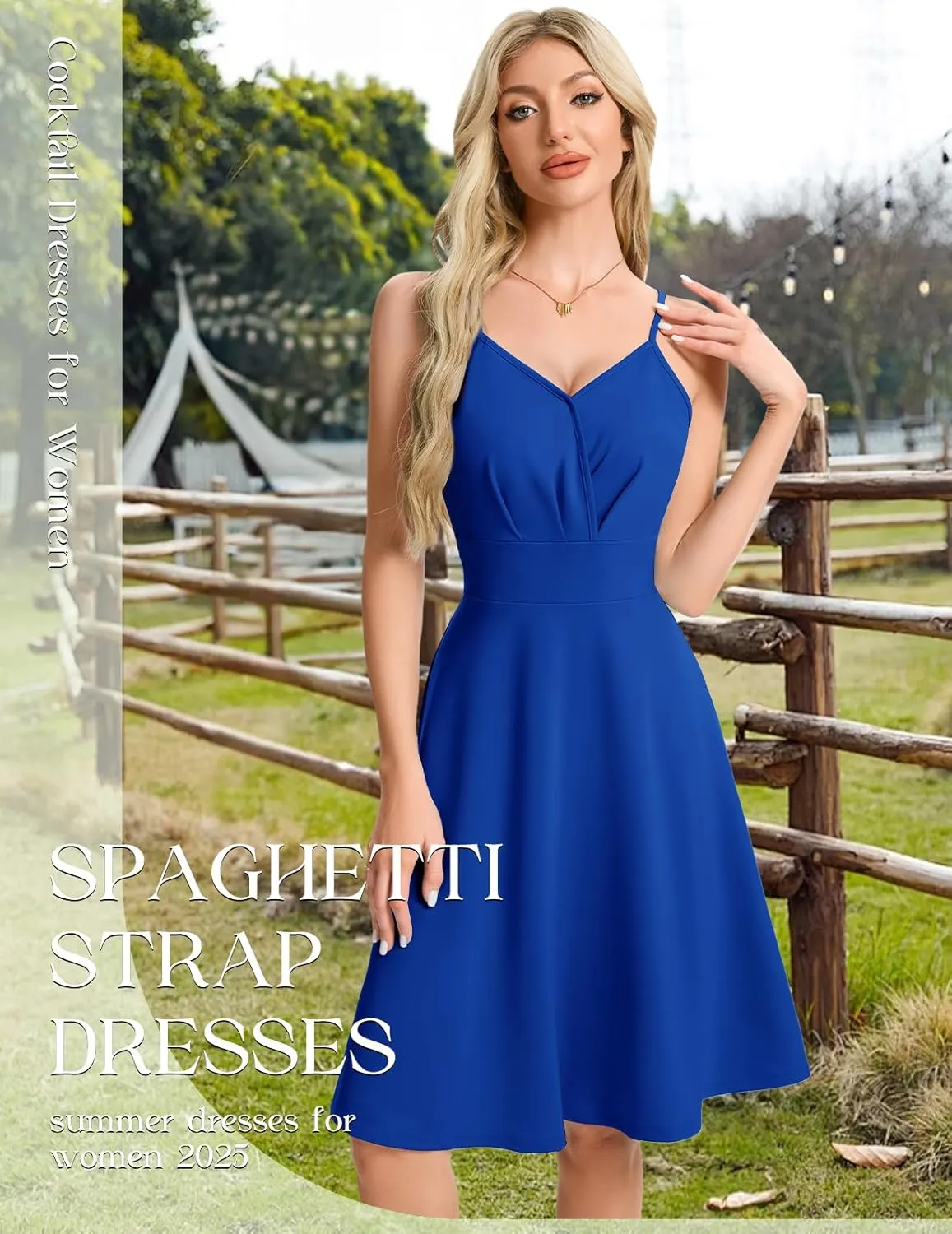 HomRain Women's Cocktail Party Dress V-Neck & Strap Dresses for Women Casual Swing Wedding Guest Dress