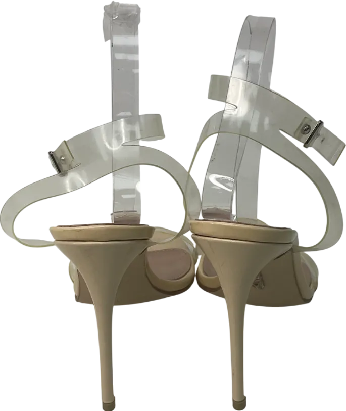 House of CB Cream Ghost Clear Straps Beige Leather Sandals UK 7 EU 40 