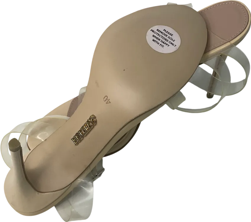 House of CB Cream Ghost Clear Straps Beige Leather Sandals UK 7 EU 40 