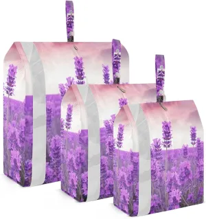 Lavender Field Packing Cubes Set of 3, Lightweight Travel Luggage Organizers Foldable Bags for Easy Packing and Organization