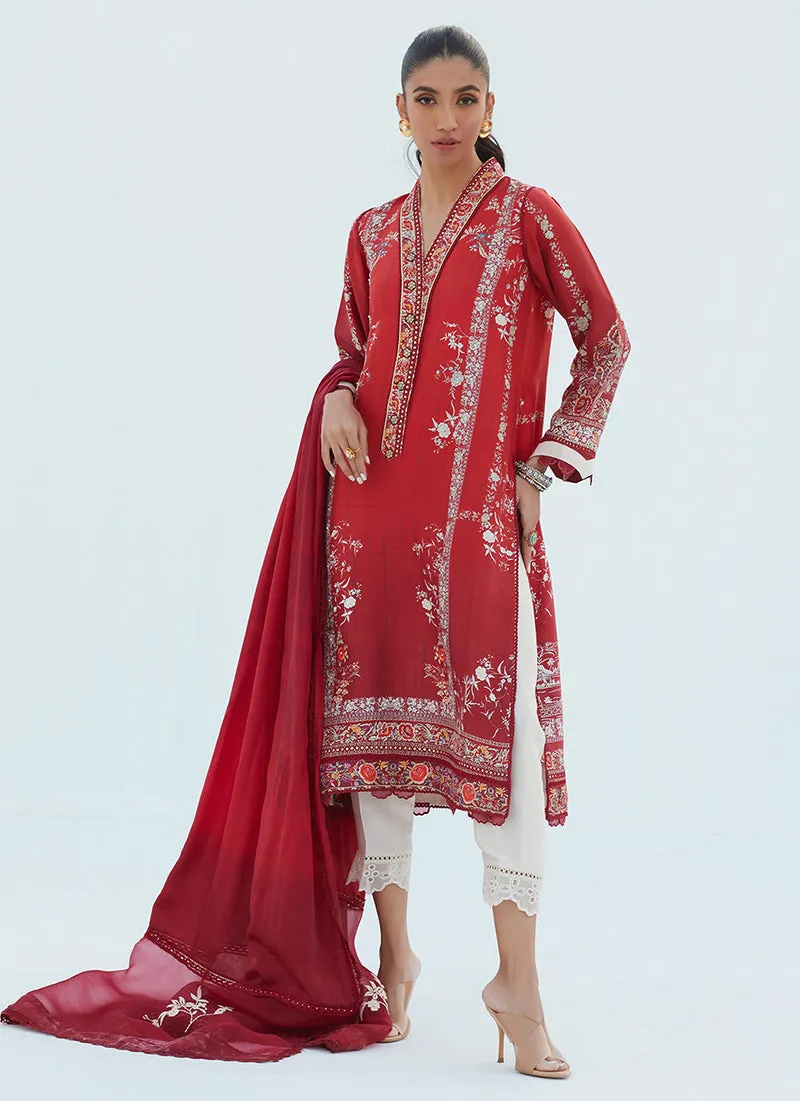 Lea Spring '23 - Rie Crimson Shirt And Dupatta
