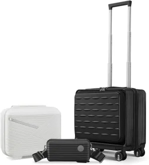 Lightweight 18" Carry On Luggage with Front Opening, TSA Lock, and Spinner Wheels for Easy Travel - Black