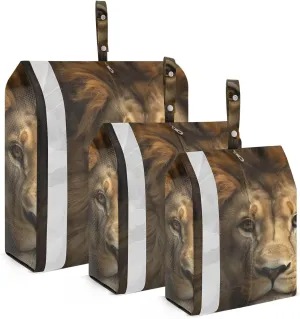 Lion Portrait Packing Cubes Set of 3, Lightweight Travel Luggage Organizers Foldable Bags for Easy Packing and Organization