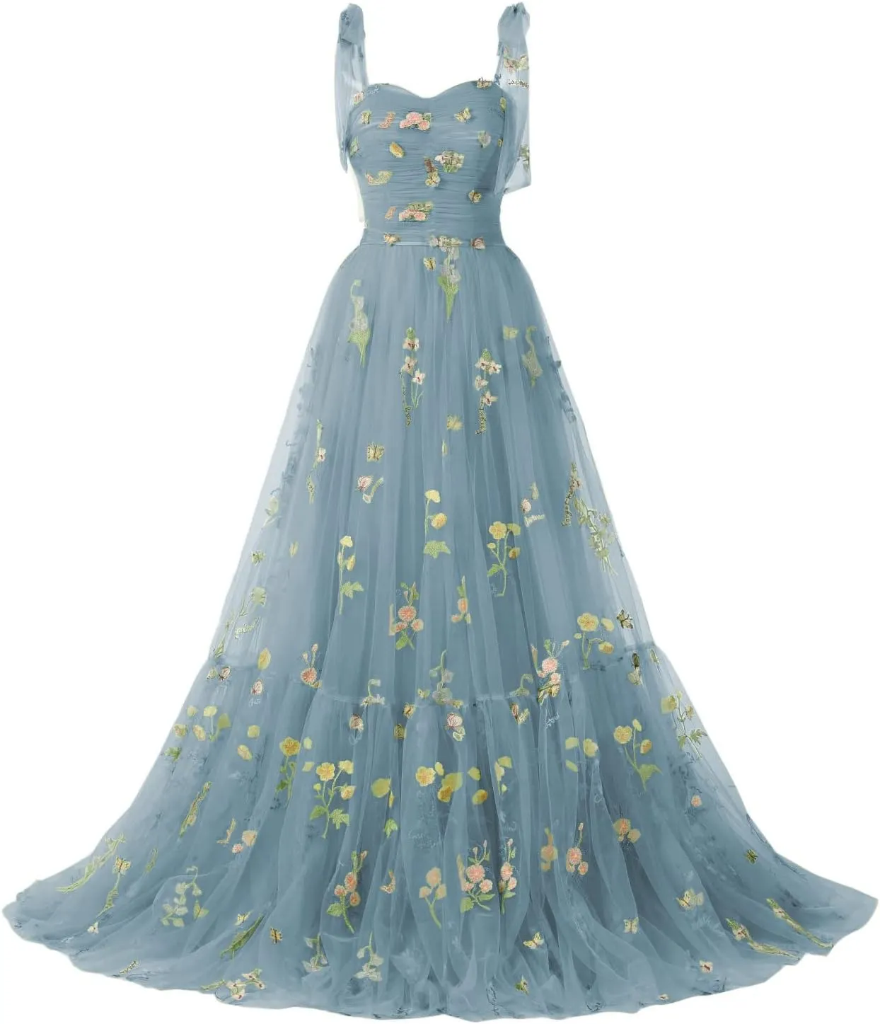 Long Flower Tulle Prom Dresses 2024 Spaghetti Straps Ball Gowns for Women WD204