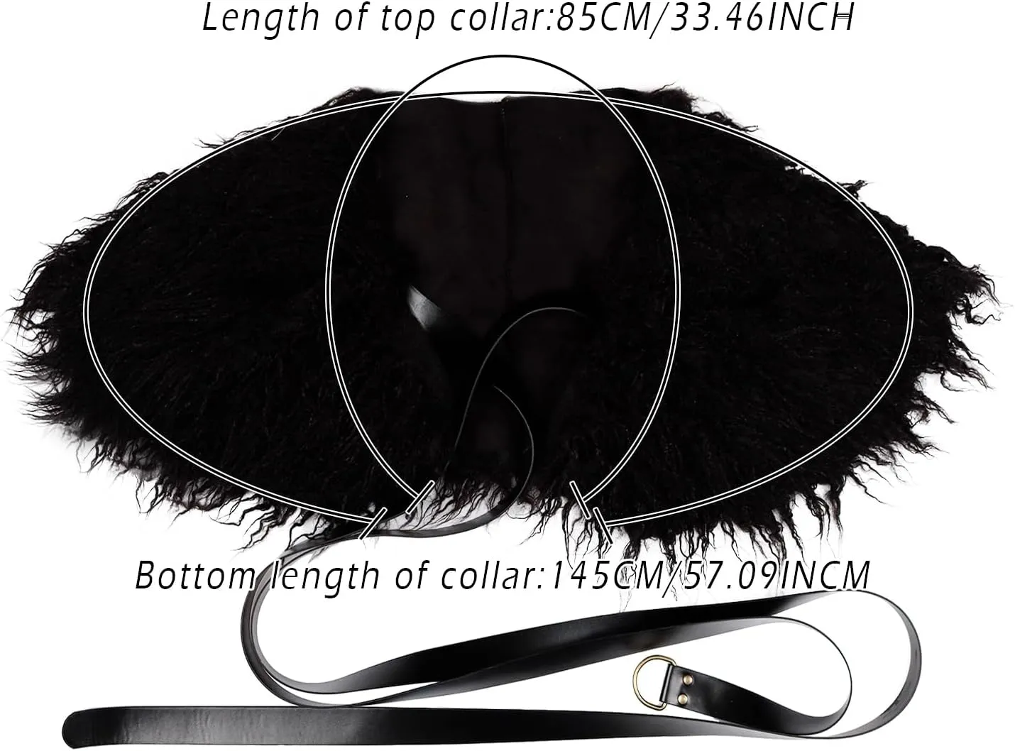 L'VOW Men's Faux Fur Collar Medieval Winter Warm Shoulder Wrap Viking Warrior Short Cape Shawl Halloween LARP Cosplay Costume