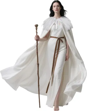 L'VOW Women Feather Collar Velvet Cloak Vampire Cape Witch Queen Cosplay Halloween Costume