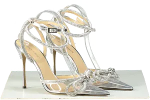 Mach & Mach Silver Rhinestone-Embellished PVC Sandals EU 41 UK 8