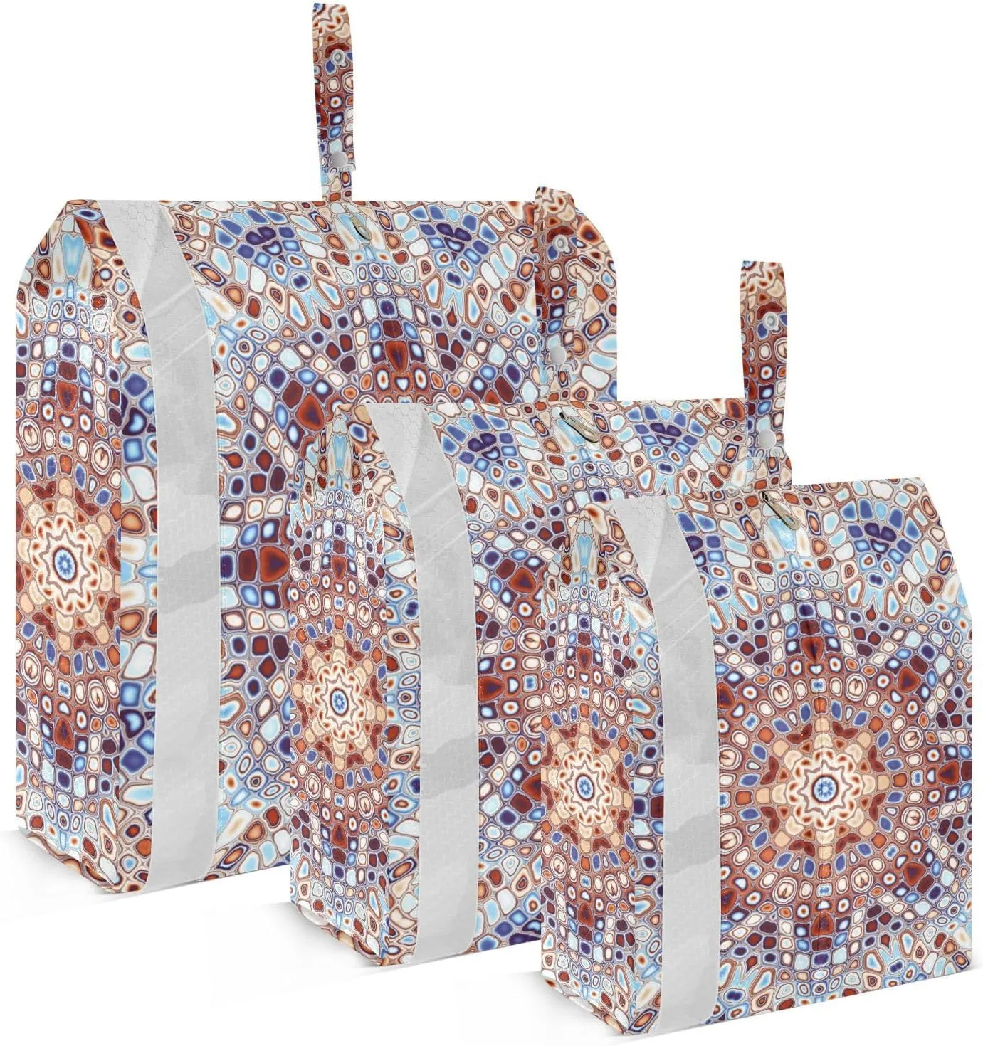 Mandala Pattern Packing Cubes Set of 3, Lightweight Travel Luggage Organizers Foldable Bags for Easy Packing and Organization