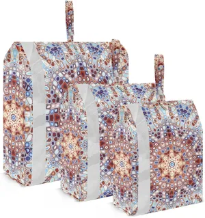 Mandala Pattern Packing Cubes Set of 3, Lightweight Travel Luggage Organizers Foldable Bags for Easy Packing and Organization