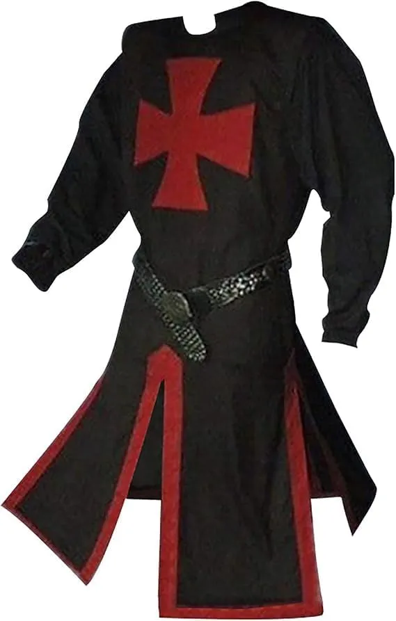 Medieval Crusader Templar Cape - Wearable Knight Cloak Iconic Cross Design with Belt