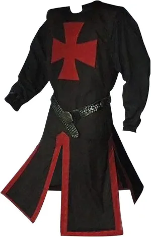 Medieval Crusader Templar Cape - Wearable Knight Cloak Iconic Cross Design with Belt