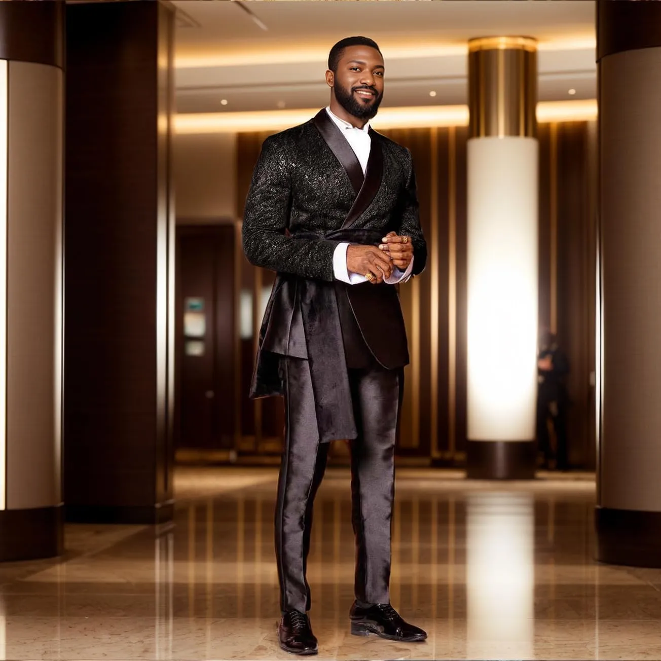 Men's Formal Suit 3 Pieces Paisley Blazer, Black Pants, and Removable Cape