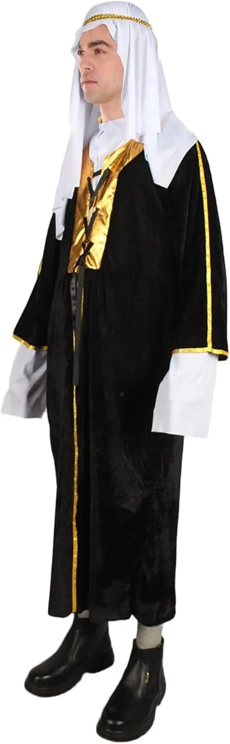 Men's Historical Costume  Halloween Cosplay Robe, Outer Cloak and Headdress | Ideal Cosply Bundle Fits All