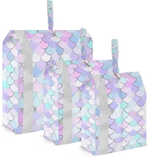 Mermaid Sacle Packing Cubes Set of 3, Lightweight Travel Luggage Organizers Foldable Bags for Easy Packing and Organization