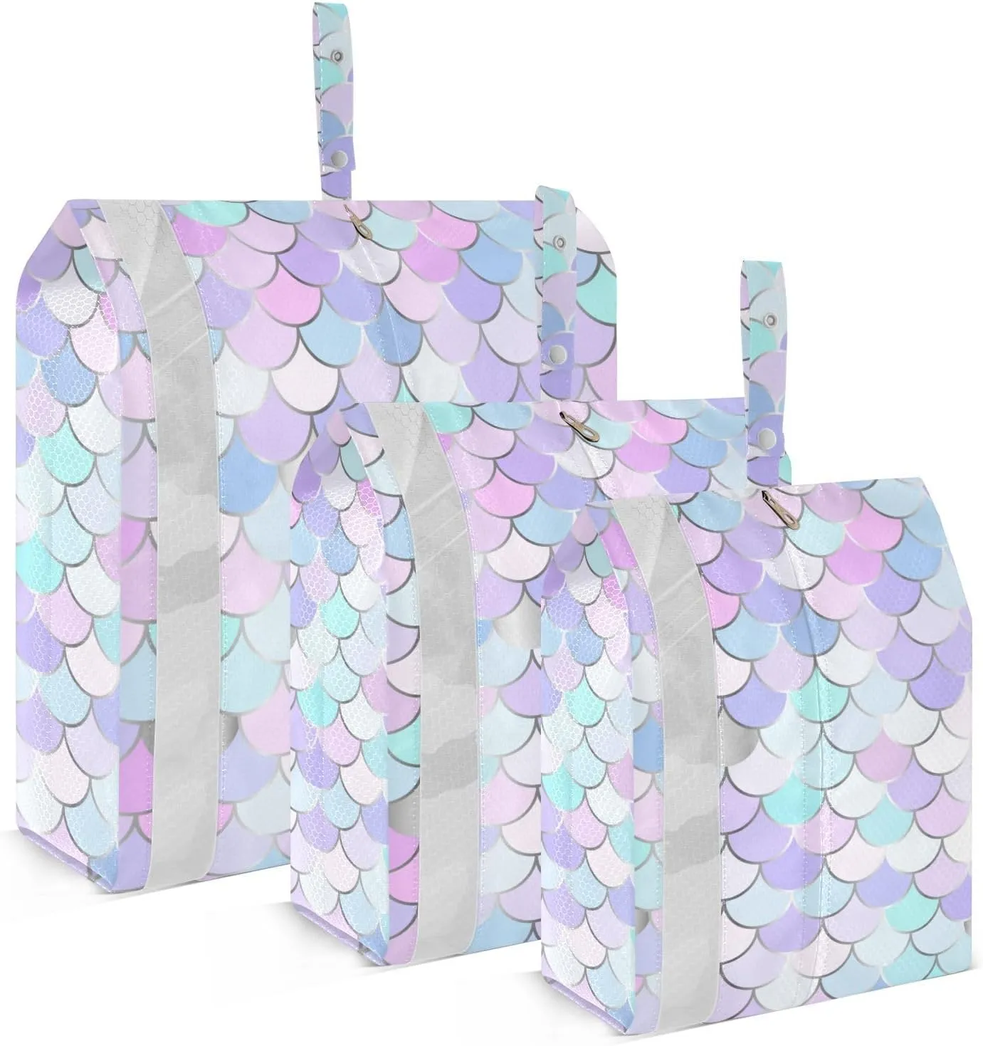 Mermaid Sacle Packing Cubes Set of 3, Lightweight Travel Luggage Organizers Foldable Bags for Easy Packing and Organization