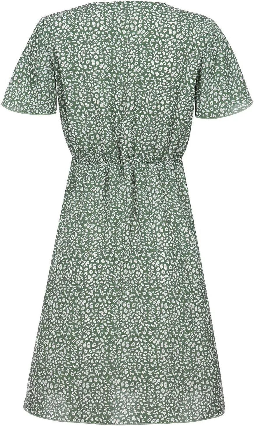 MINGXIN Women's Casual Mini Dress Ruffle Floral Print Relaxed Fit Swing Dress Short Sleeve V Neck Belt Beach Party Dress