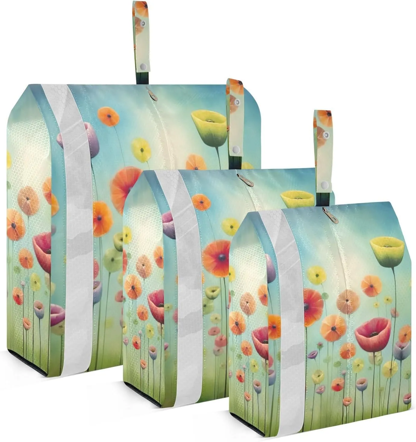Nature Flowers Packing Cubes Set of 3, Lightweight Travel Luggage Organizers Foldable Bags for Easy Packing and Organization