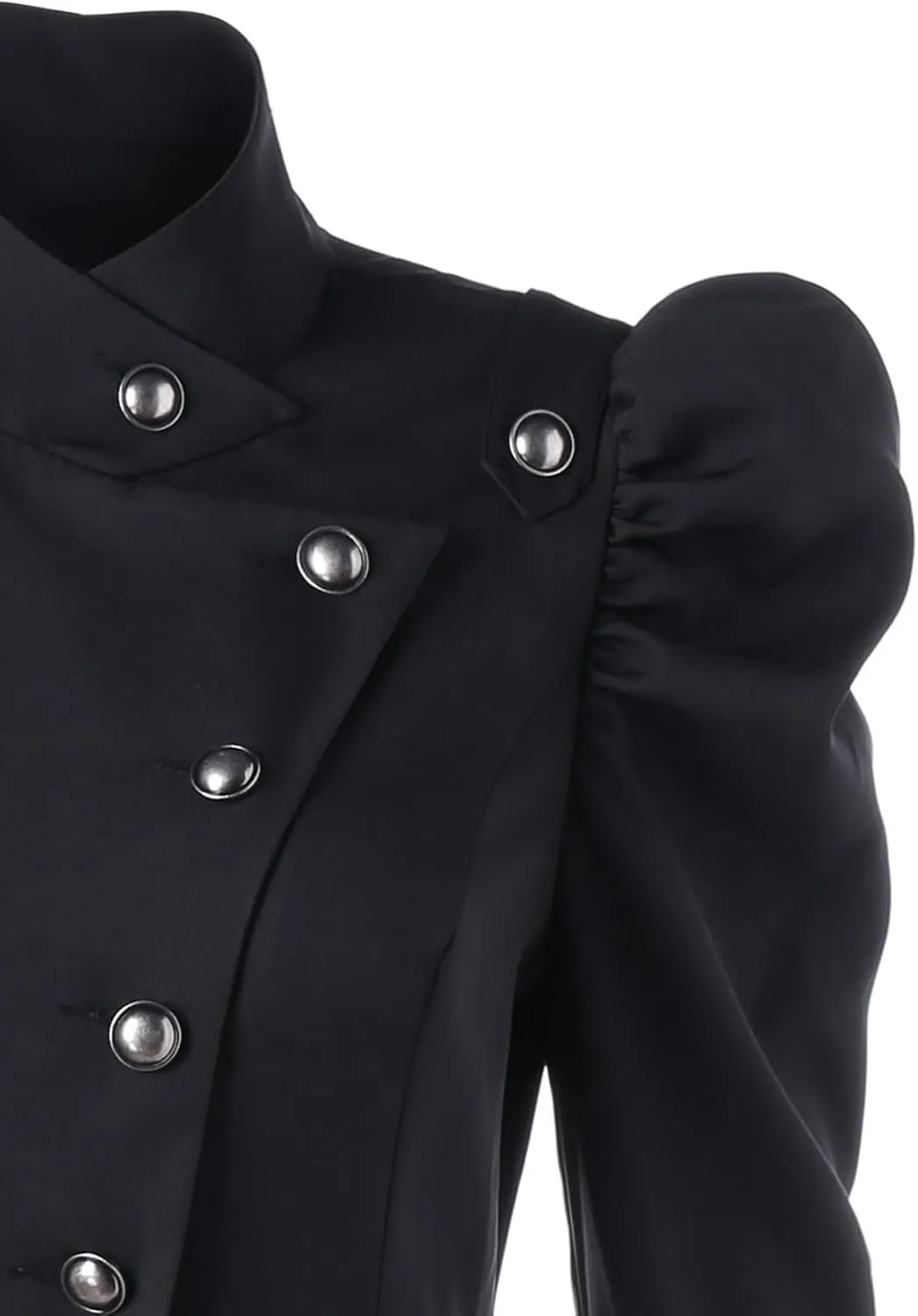 Nihsatin Vintage Womens Steampunk Victorian Swallow Tail Long Trench Jacket Black